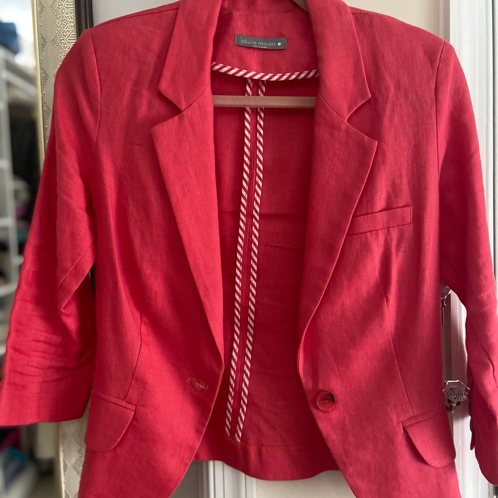 100% Linen blazer in Coral